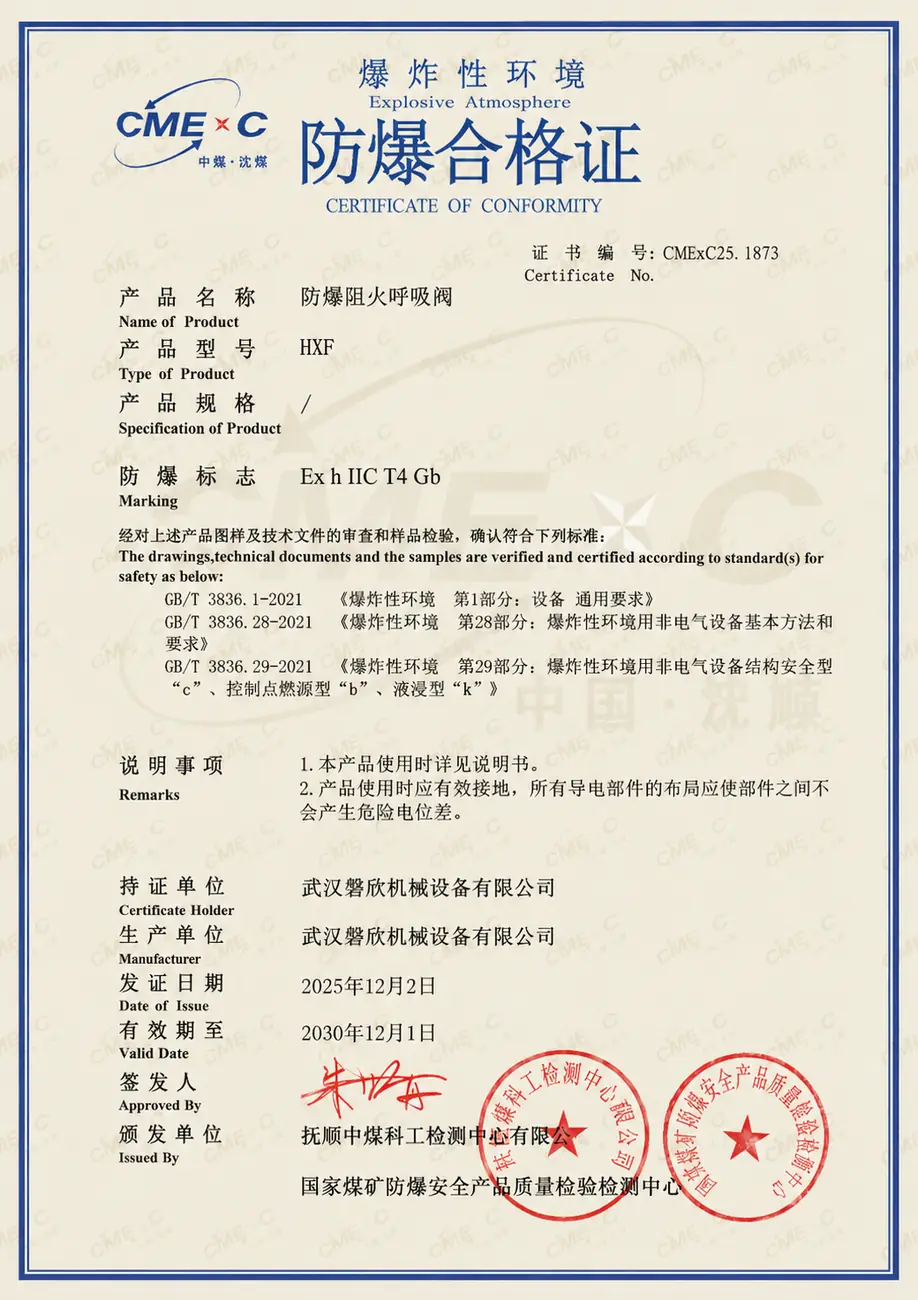 Panxin Machinery manufacturing certificate